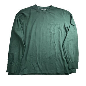 American Giant Long Sleeve Pocket Tee Mens 2XL Green Cotton Crewneck T Shirt